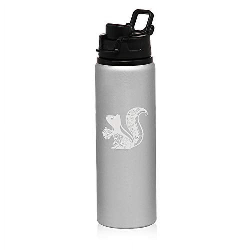 MIP Brand 25 oz Aluminum Sports Water Travel Bottle Fancy Squirrel (Silver)