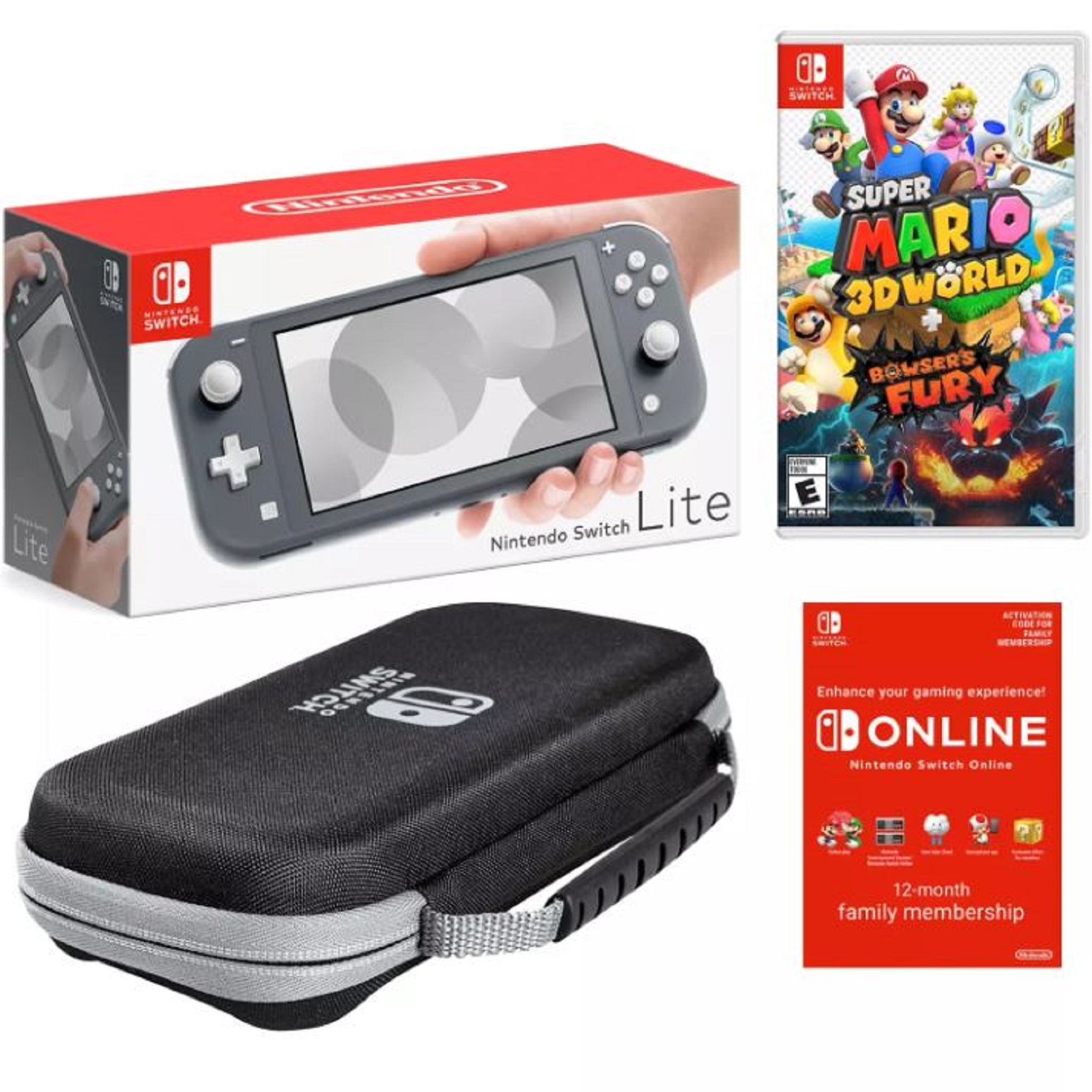 Nintendo Switch Lite Gray Bundle with Super Mario 3D World - Lightweight