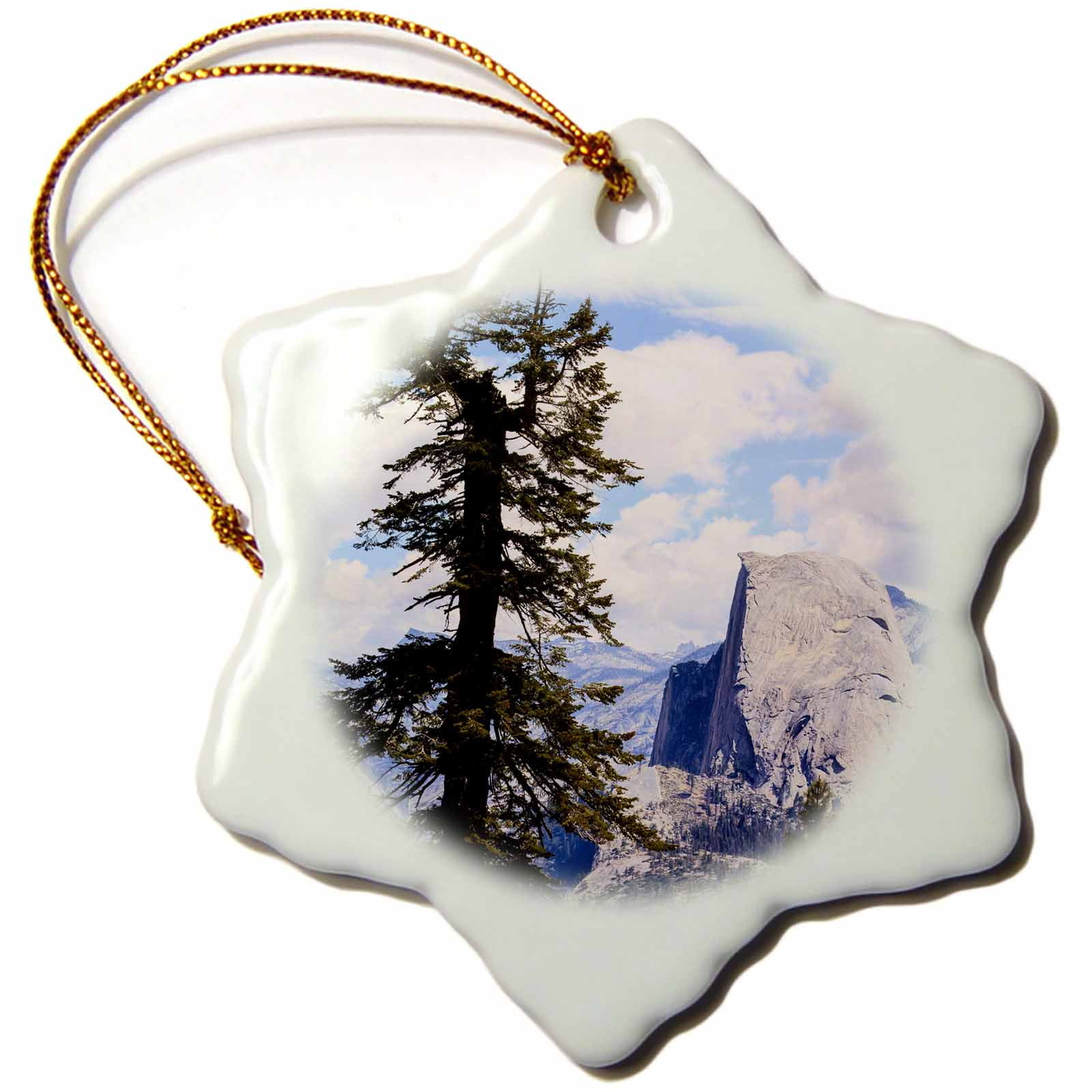 3dRose Half Dome, Glacier Point, Yosemite, California, USA - US05 TNO0037 - Tom Norring, Snowflake Ornament, Porcelain, 3-inch