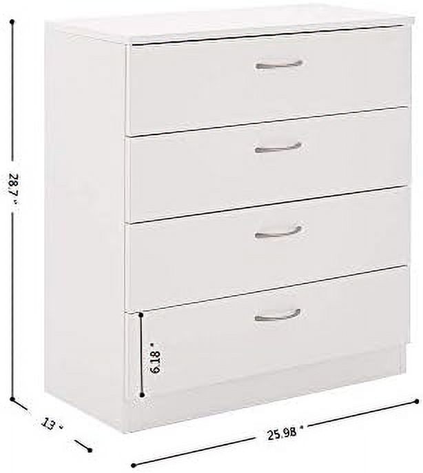 4-Drawer Dresser Classic Wood Simple Style Nightstand End Table (Black)