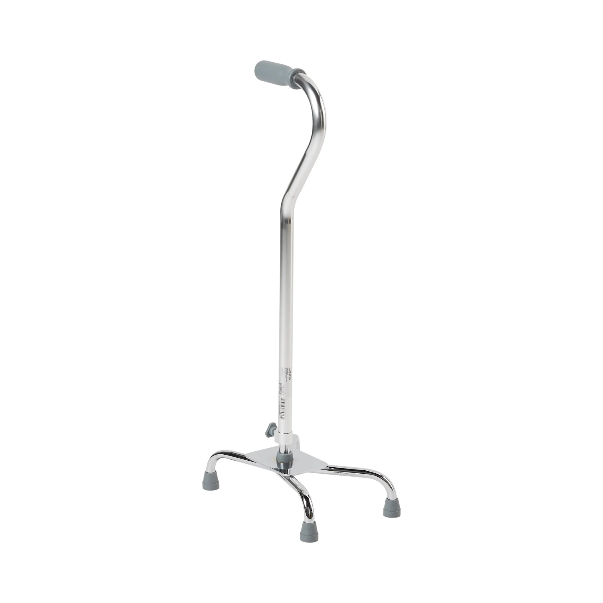 McKesson Chrome Steel Large Base Quad Cane, Adjustable Height 29