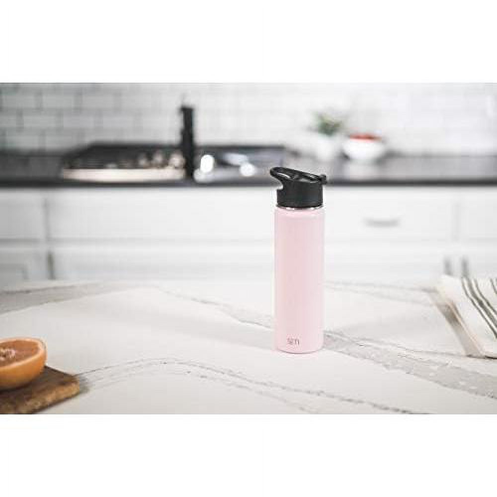 22Oz Water Bottle, Insulated Reusable Wide Mouth Stainless Steel Metal Flask With Lid, Midnight Black