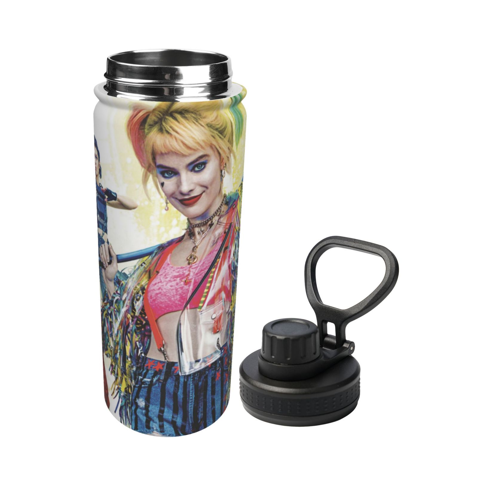 Birds Film Prey Harley Quinn Sports Insulated Water Bottles Kettle Stainless Steel Portable Cup18OZ For Travel Gym School