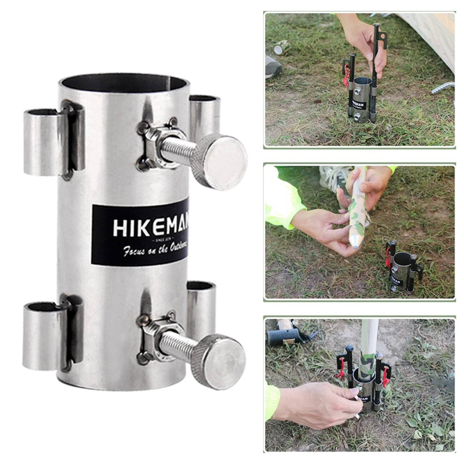 Outdoor Awning Rod Holder Tarp Poles Fixed Tube Reinforced Portable Windproof Fixator for Fishing Camping Picnic Hiking Accessories -