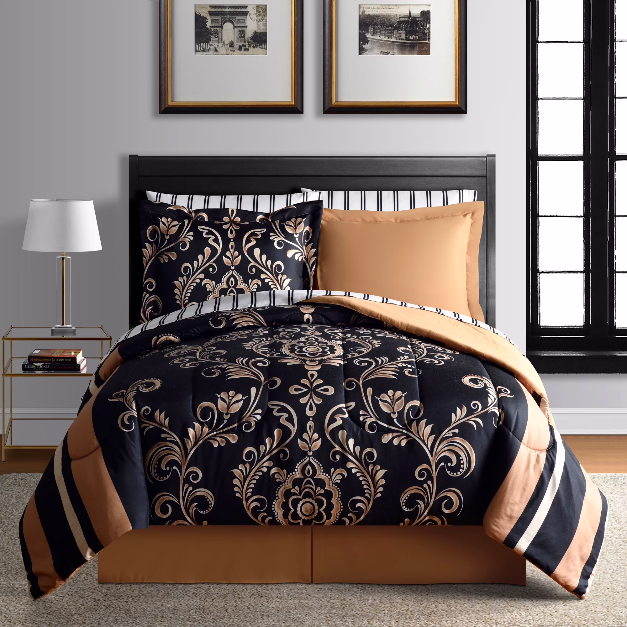 Lanwood Home Sabrina Reversible 6-Piece Bed-in-A-Bag Comforter Set King - Cal King