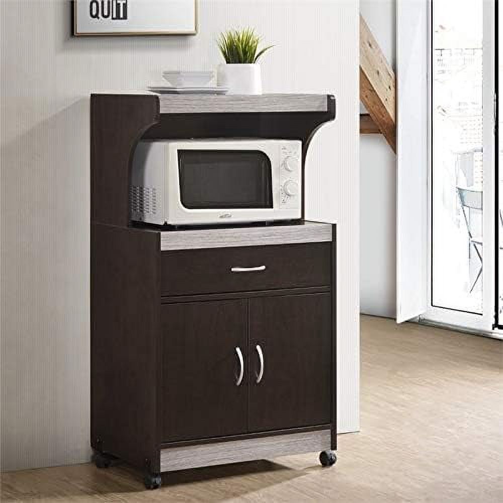Microwave Kitchen Cart In Chocolate Gray