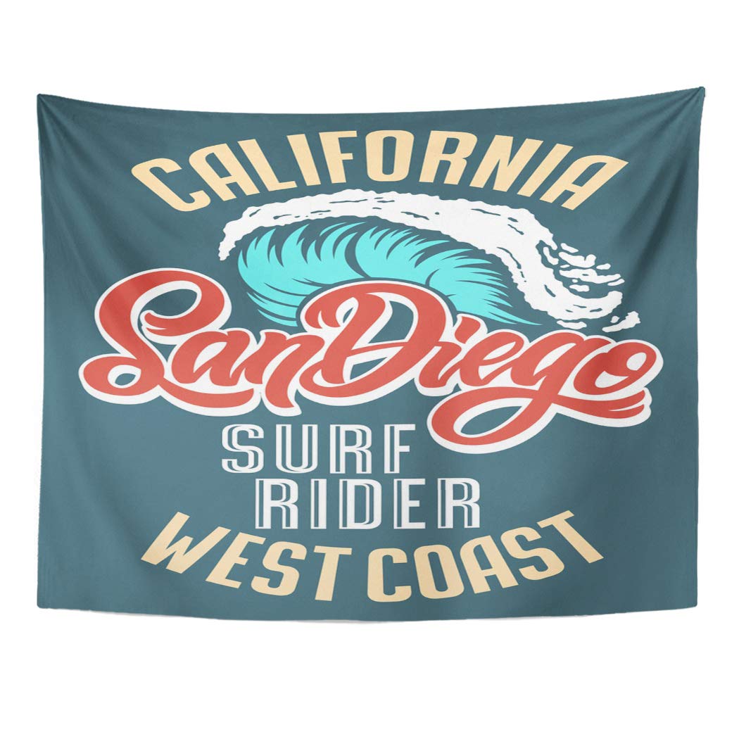 REFRED Beach San Diego Big Wave Surf Rider Malibu California Wall Art Hanging Tapestry Home Decor for Living Room Bedroom Dorm 51x60 inch