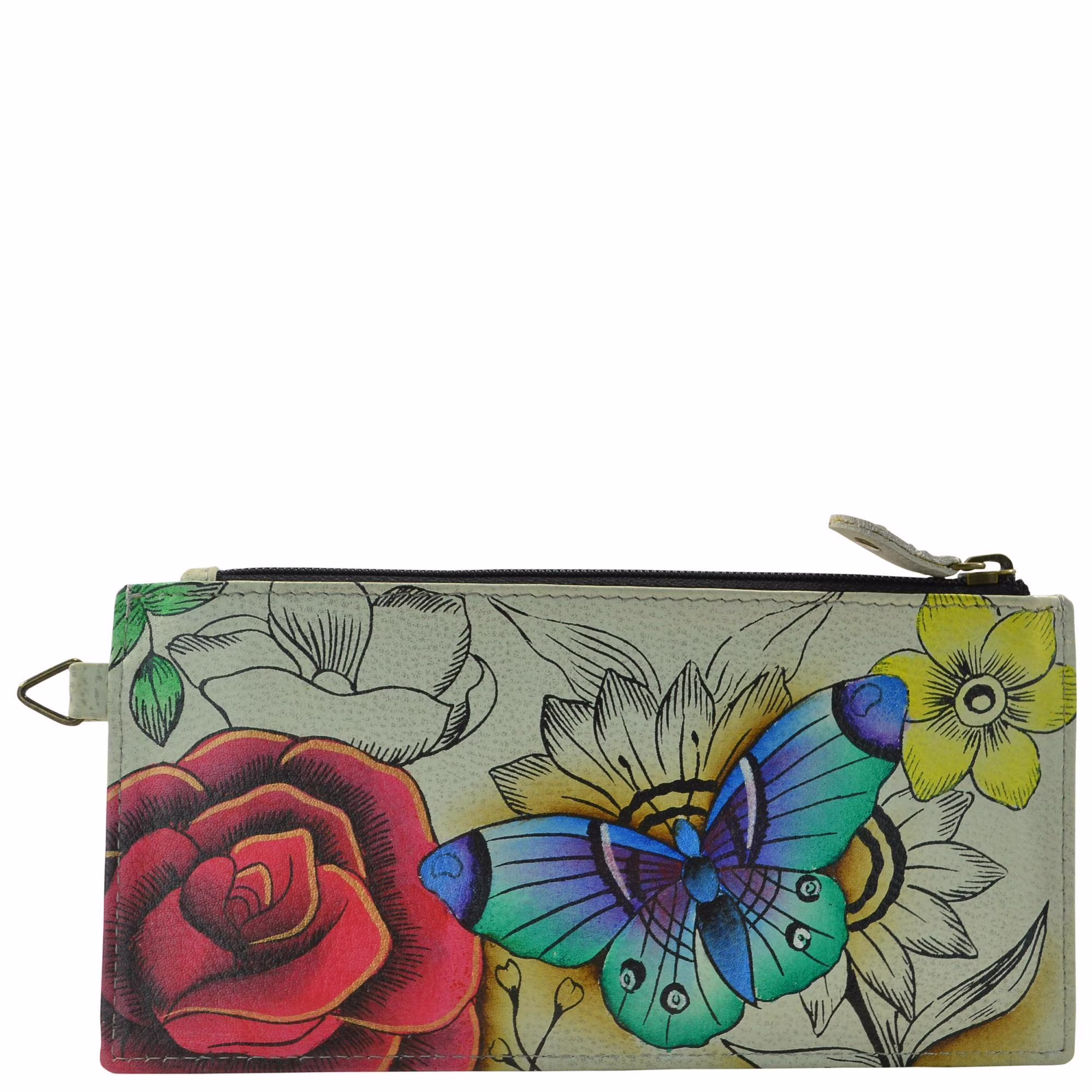Anna by Anuschka Women's Hand Painted Genuine Leather Organizer Wallet - Floral Paradise