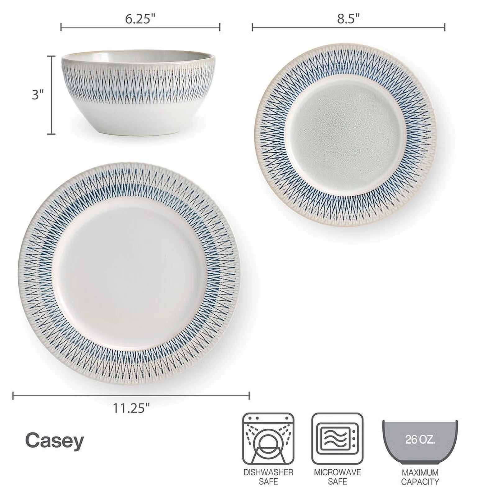 Pfaltzgraff Casey 12 Piece Stoneware Dinnerware Set White