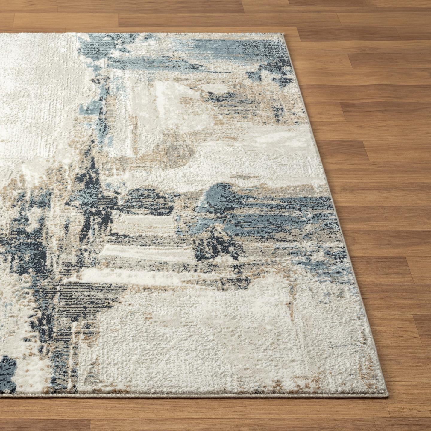 Luxe Weavers Distressed Abstract Blue 8x10 Area Rug, Stain-Resistant Carpet