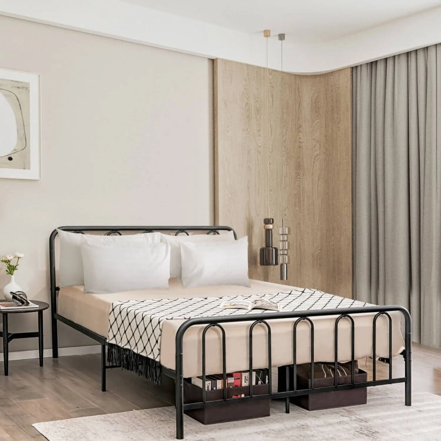 Full/Queen Size Metal Bed Frame with Headboard and Footboard-Queen Size