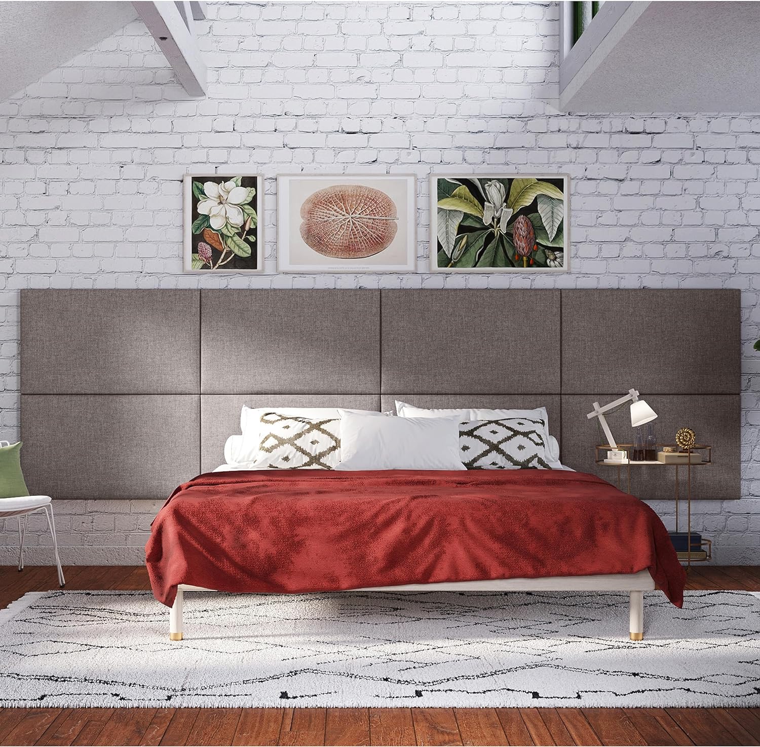 Panelist Modern Padded Headboard- Set Of 2 Wall Mounted Panels (Each 22.5