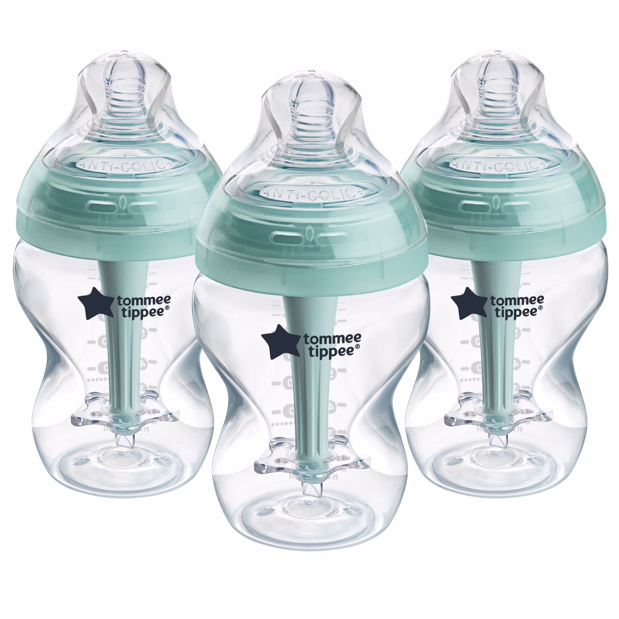 Tommee Tippee Advanced Anti-Colic Baby Bottle, 9oz, slow flow. Breast-Like Nipple for a Natural Latch, Vented Anti-Colic Wand, Self-Sterilizing, Pack of 3
