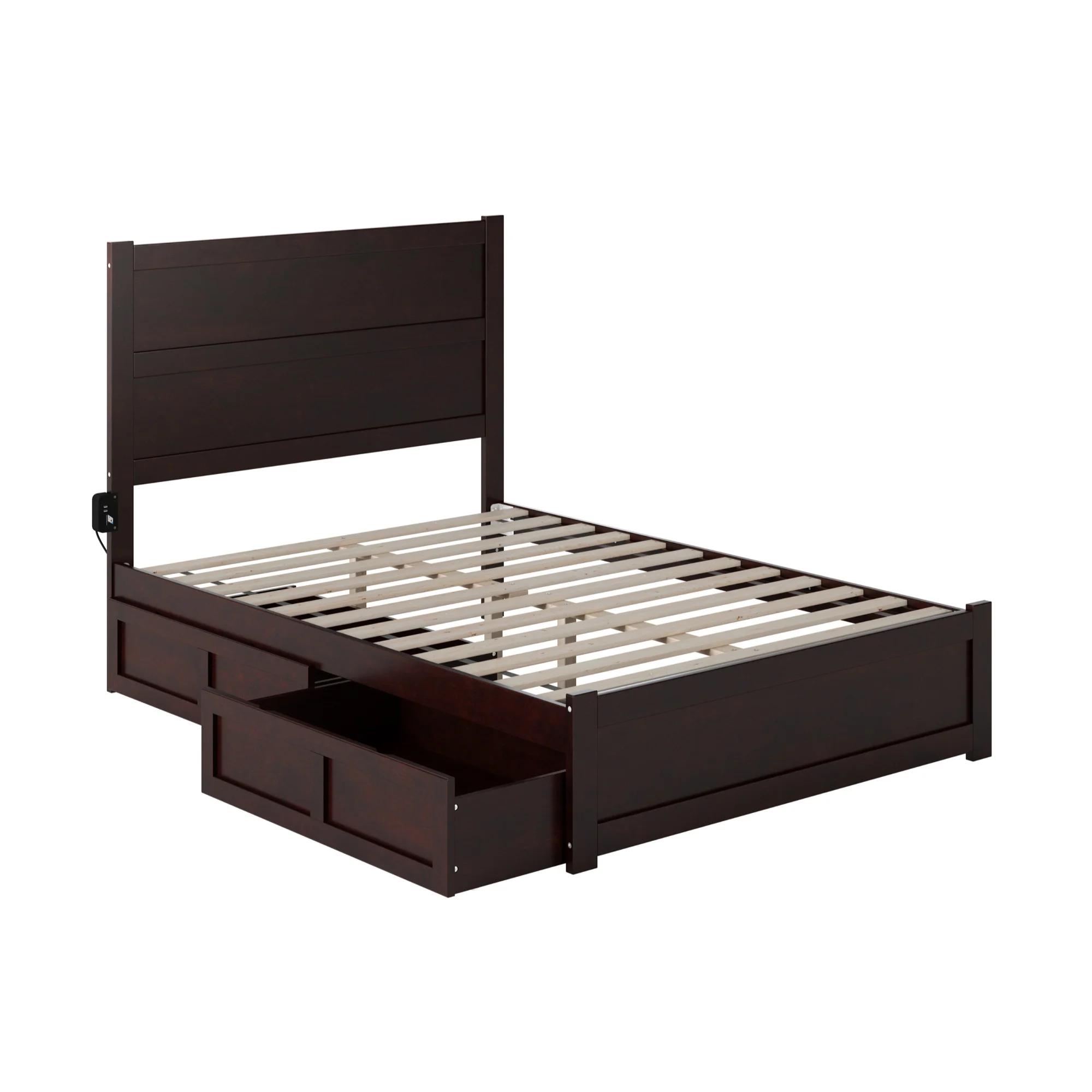 AFI NoHo Full Solid Wood Bed with Footboard and 2 Drawers in Espresso