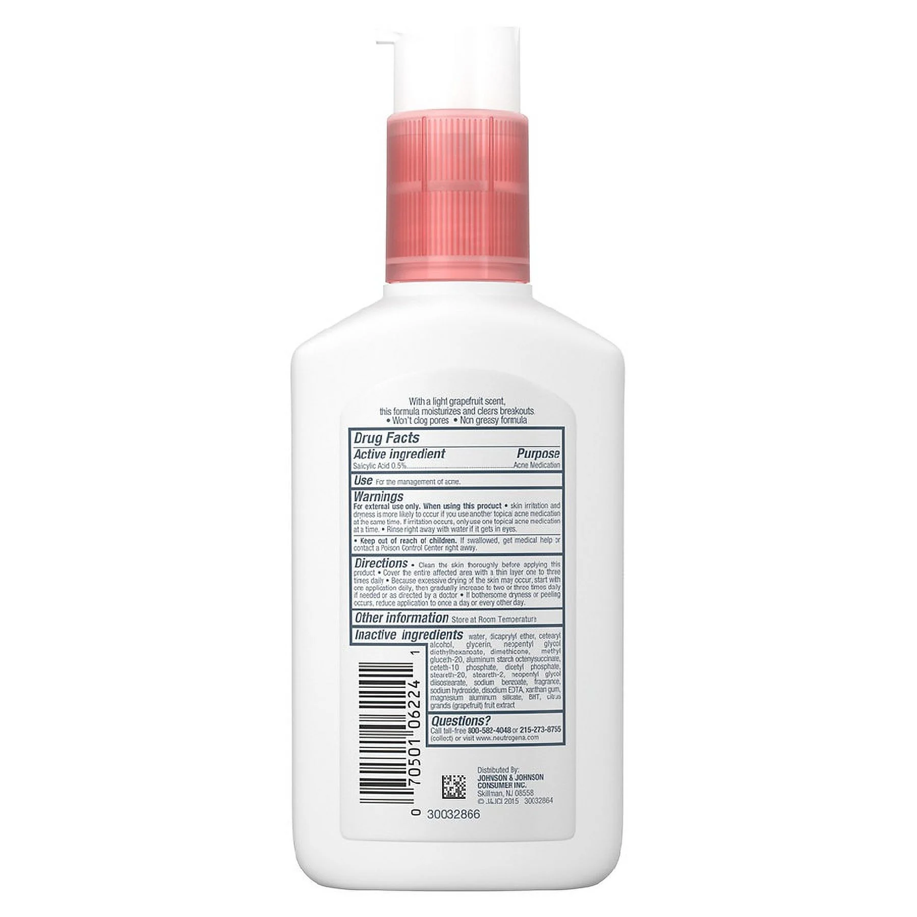 Neutrogena Oil-Free Acne Facial Moisturizer Pink Grapefruit