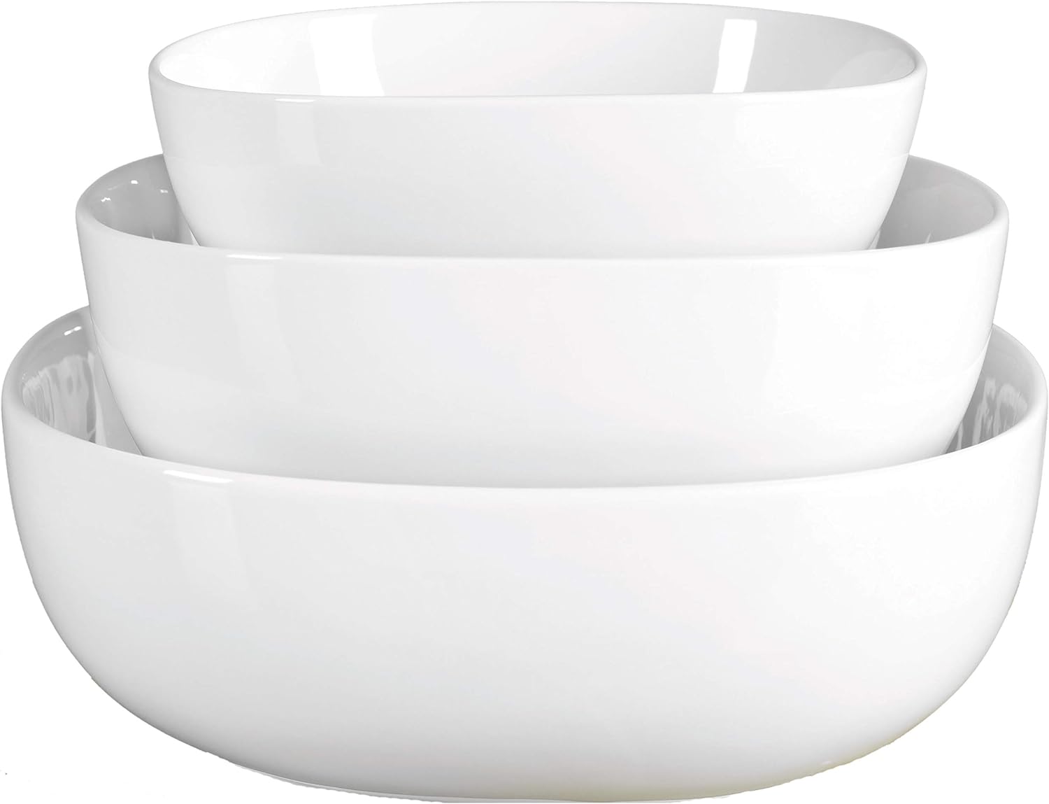 Denmark White Porcelain Chip Resistant Scratch Resistant Grade Serveware, 3 Piece Serving Bowl Set