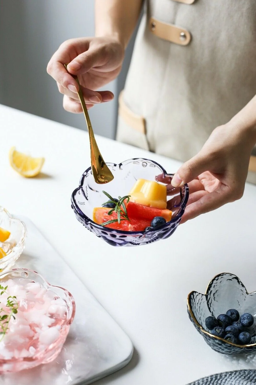 Unique Heart Design Dessert Dish (Set of 4) - Purple