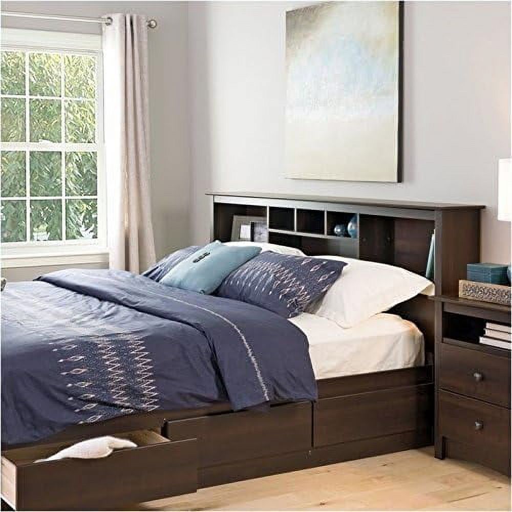 Transitional Wood King Bookcase Headboard In Espresso