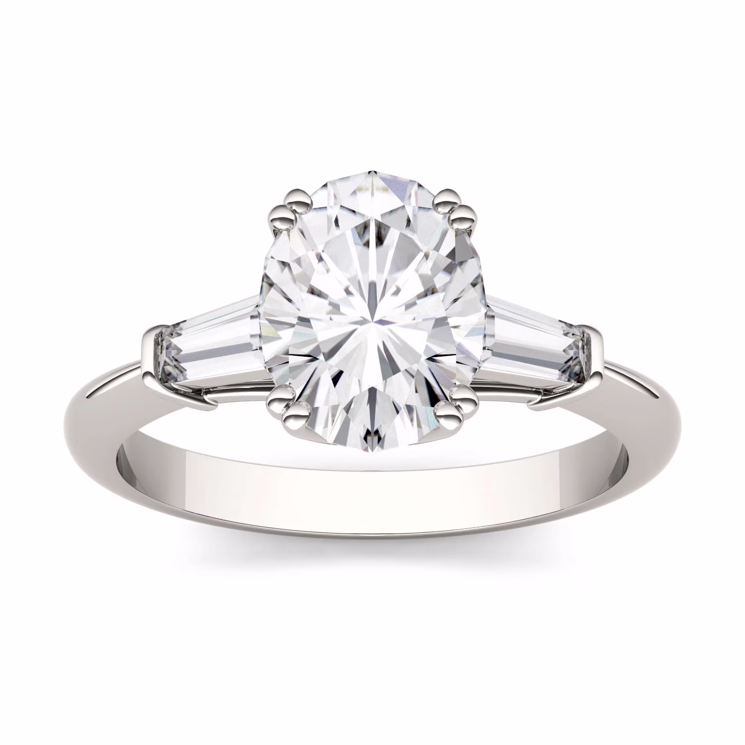 14K White Gold Oval Moissanite by Charles & Colvard Engagement Ring 2.47 DEW