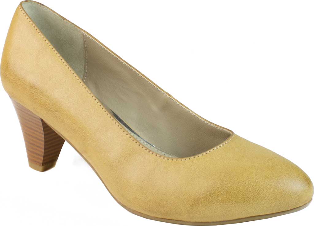 RIALTO Womens Yellow Padded Stanford Almond Toe Cone Heel Slip On Pumps Shoes 7.5 M