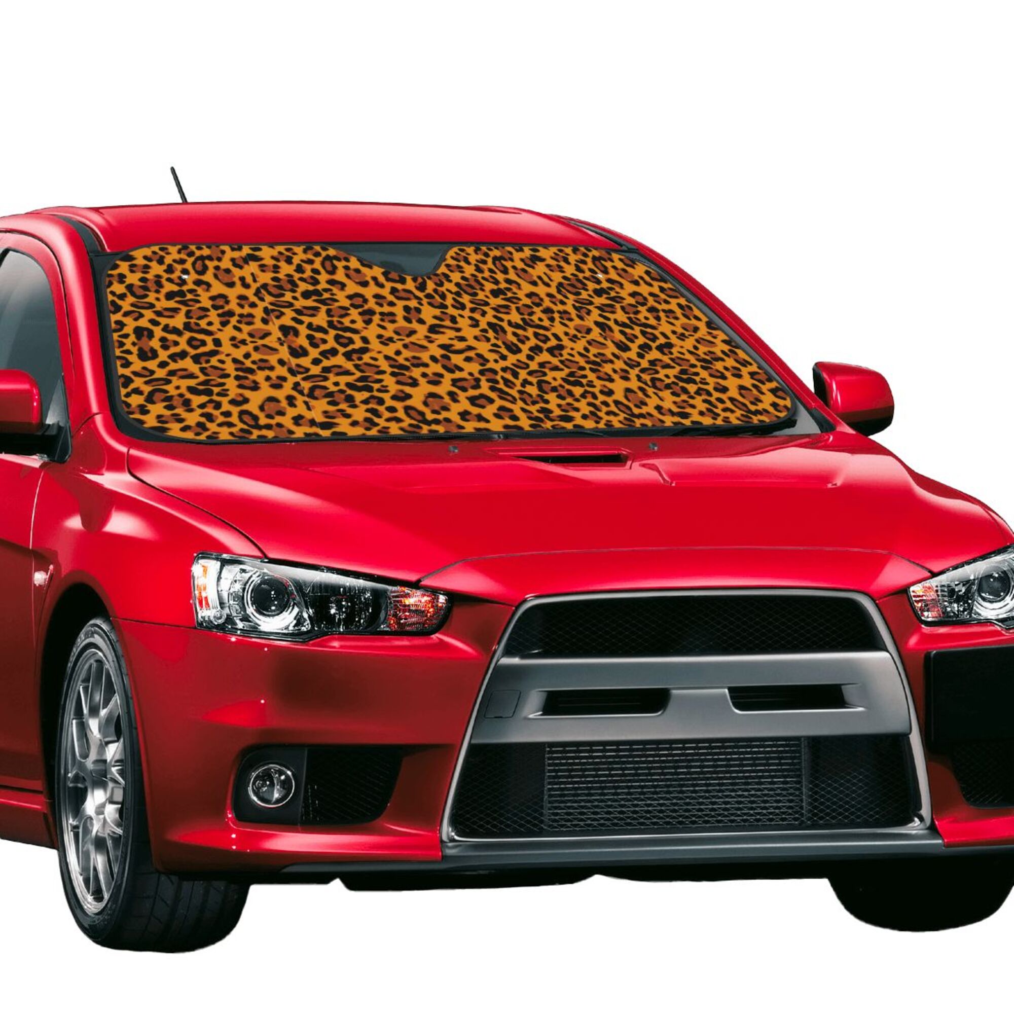 XMXY Car Sun Shade Windshield, Orange Leopard Print Fashion Automotive Front Window Sun Visor for Cars SUV Trucks, Small Size