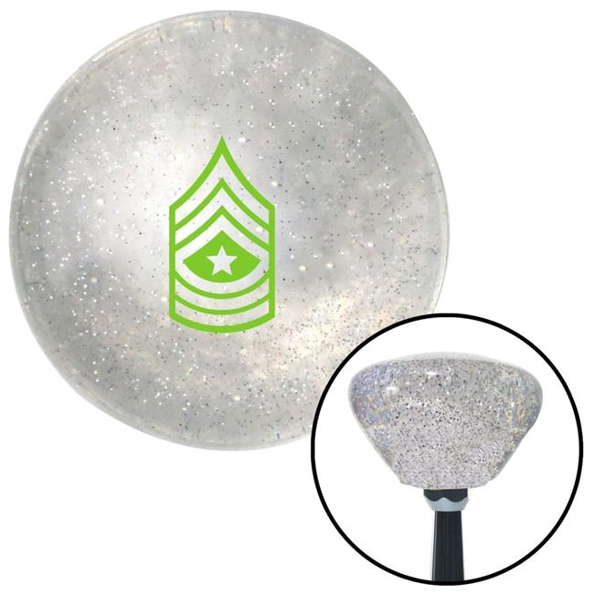 American Shifter  Green Sergeant Major Clear Retro Metal Flake Shift Knob with M16 x 1.5 Insert Auto