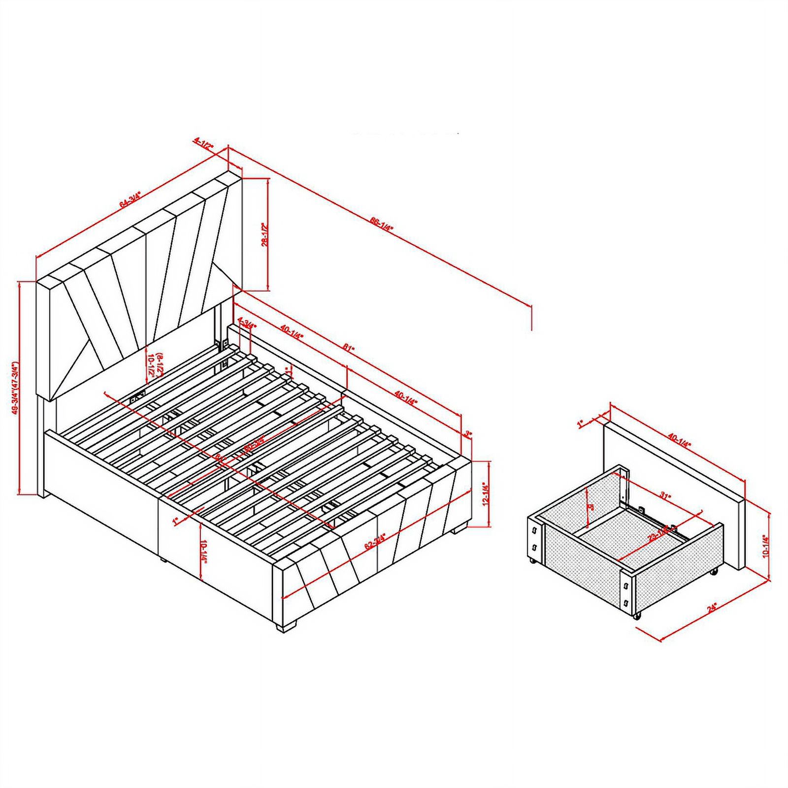Furniture of America Harper Fabric Upholstered Queen Bed with 4-Drawer in Navy