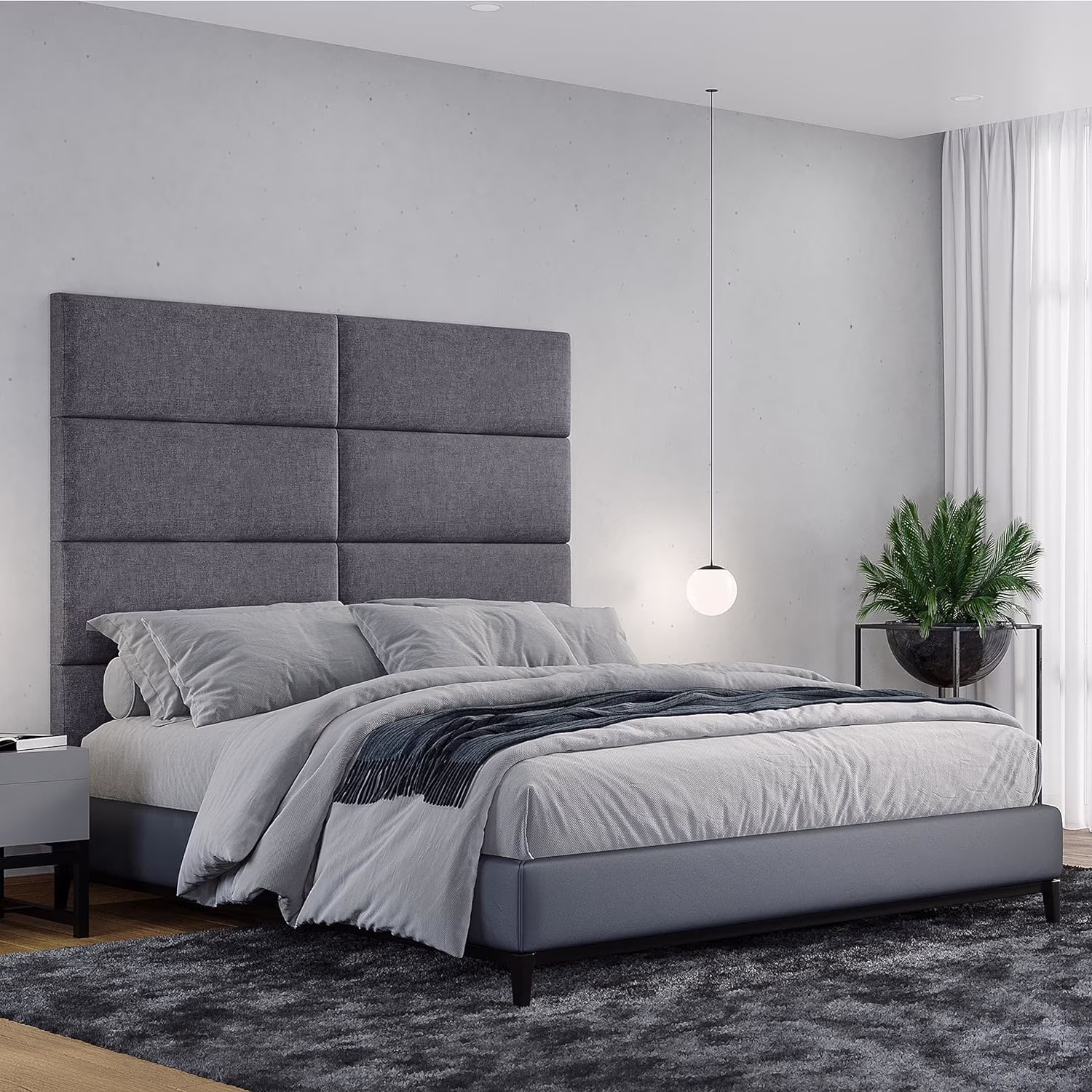 Panelist Modern Padded Headboard – Set Of 4 Wall Mounted Panels (Each 11.25