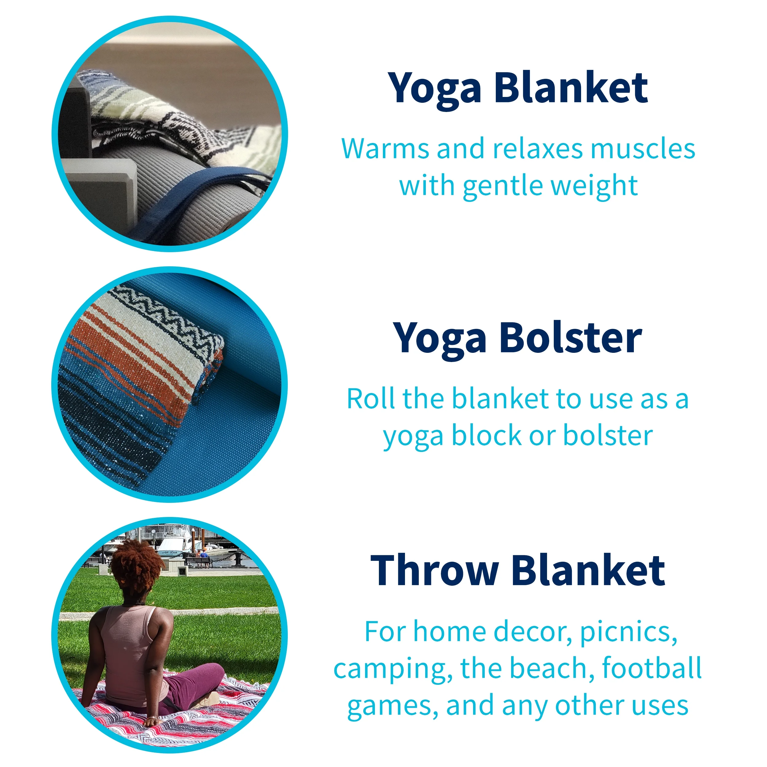 La Montana 4 Pack Mexican Blankets, 74