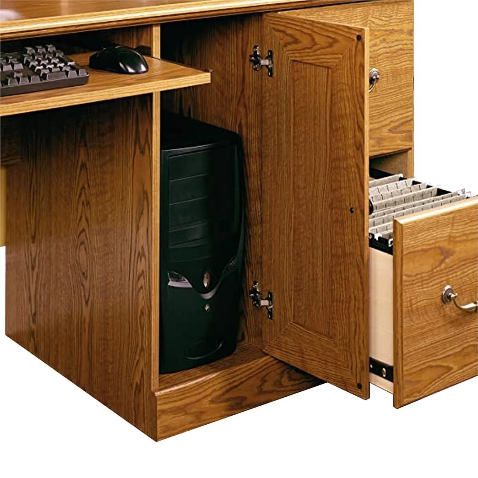 Bowery Hill Traditional Wood Computer Desk with Hutch in Carolina Oak