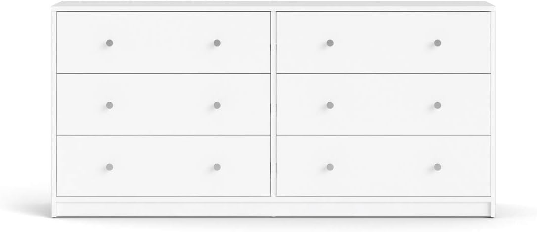 Portland 6 Drawer Double Dresser, White
