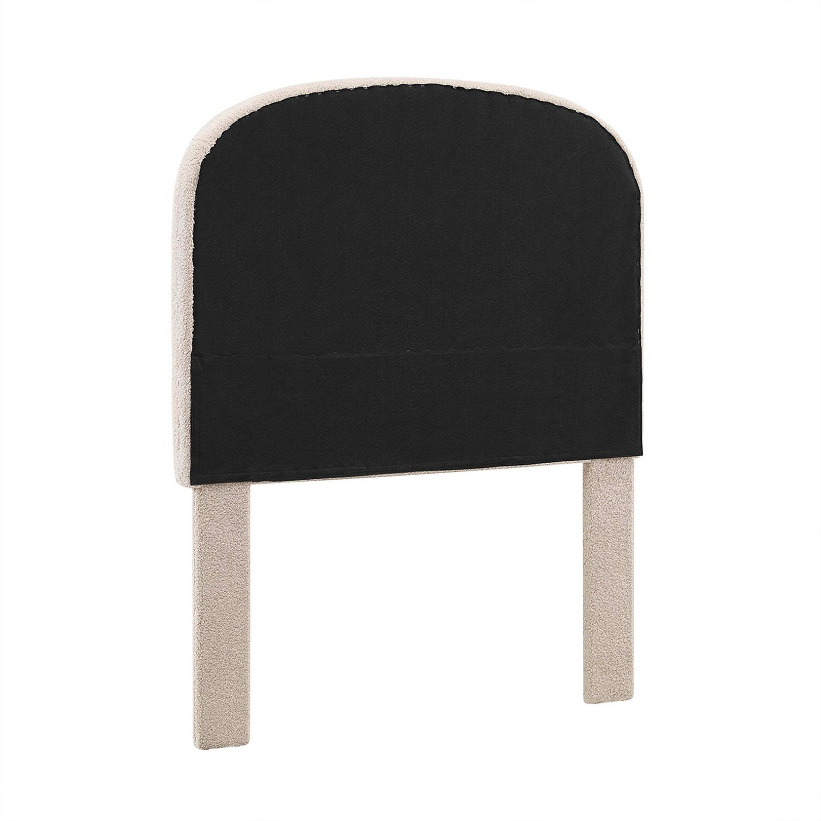 Linon Tristan Twin Sherpa Upholstered Rounded Headboard in Off White