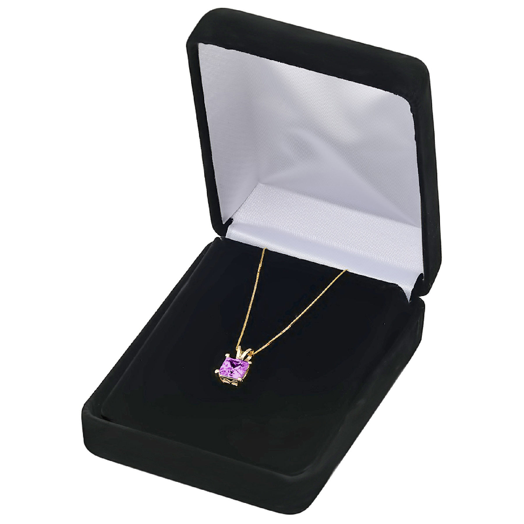 1.5 ct Brilliant Princess Cut Solitaire Simulated Alexandrite 18K Yellow Gold Pendant with 18