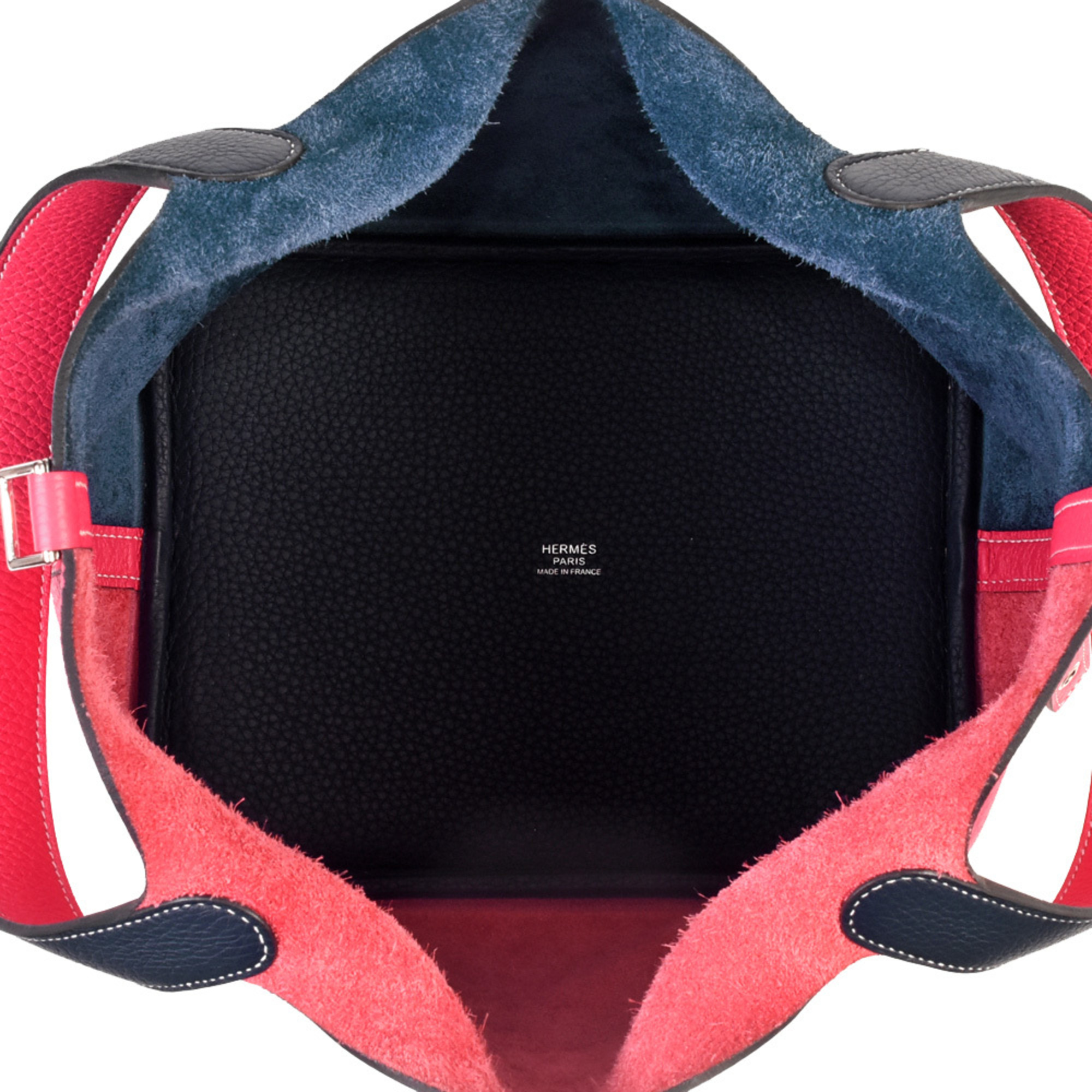 Pre-Owned HERMES Picotan Lock MM Kazak Rose Extreme Blue Nuit Taurillon Clemence D stamp (2019) Pink x Navy (Good)