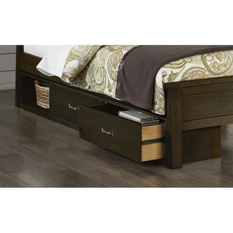 Pemberly Row Modern Full Slat Storage Bed in Espresso Finish