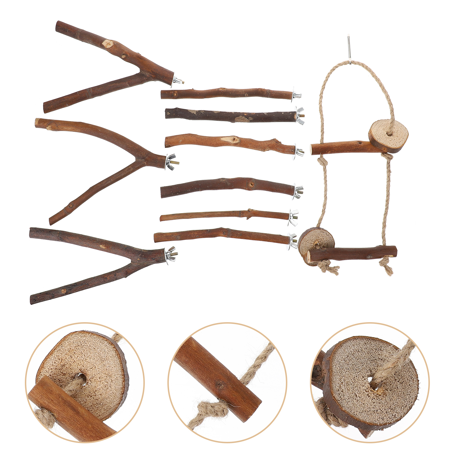 10pcs Parrot Climbing Standing Branch Bird Perch Parakeet Toys Bird Cage Supply