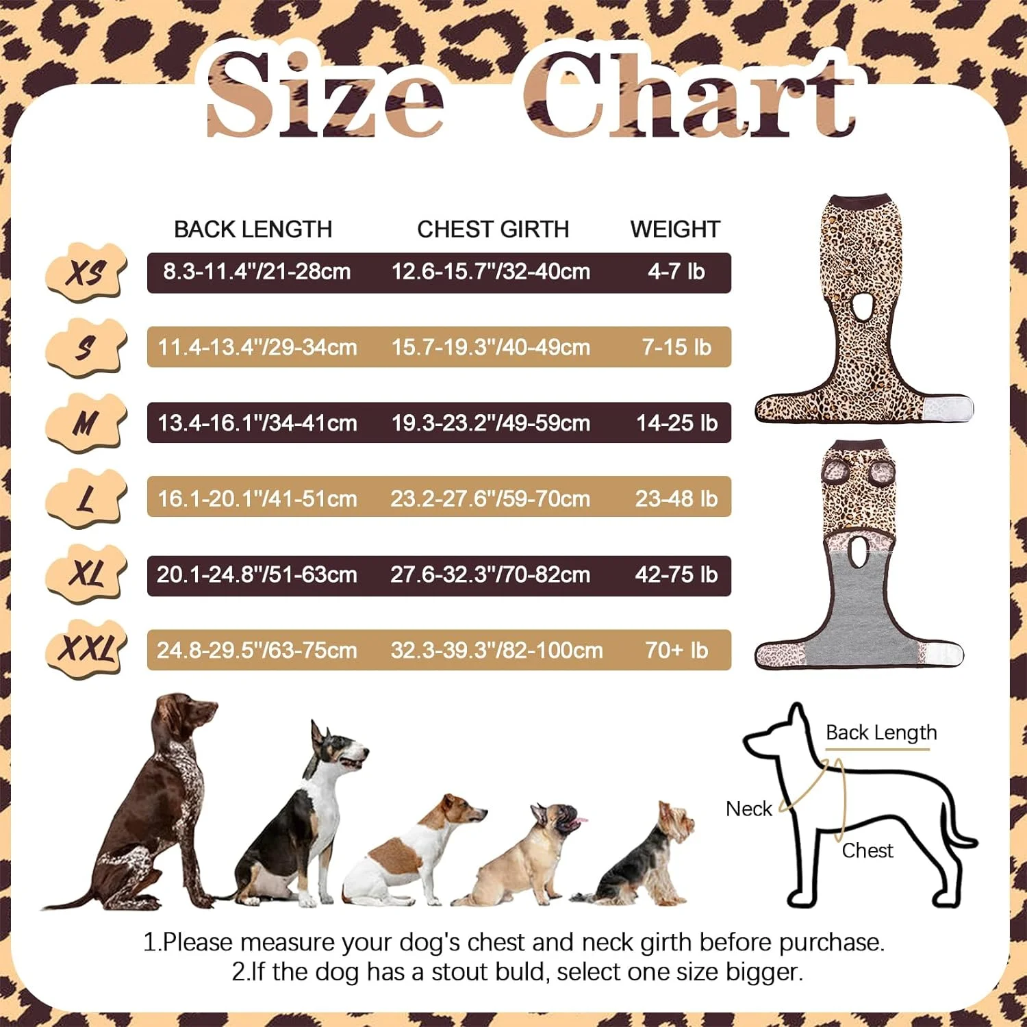 Kuoser Dog Surgical Recovery Suit, Recovery Suit for Female Male Dogs, Dog Onesie after Surgery, Brown, L