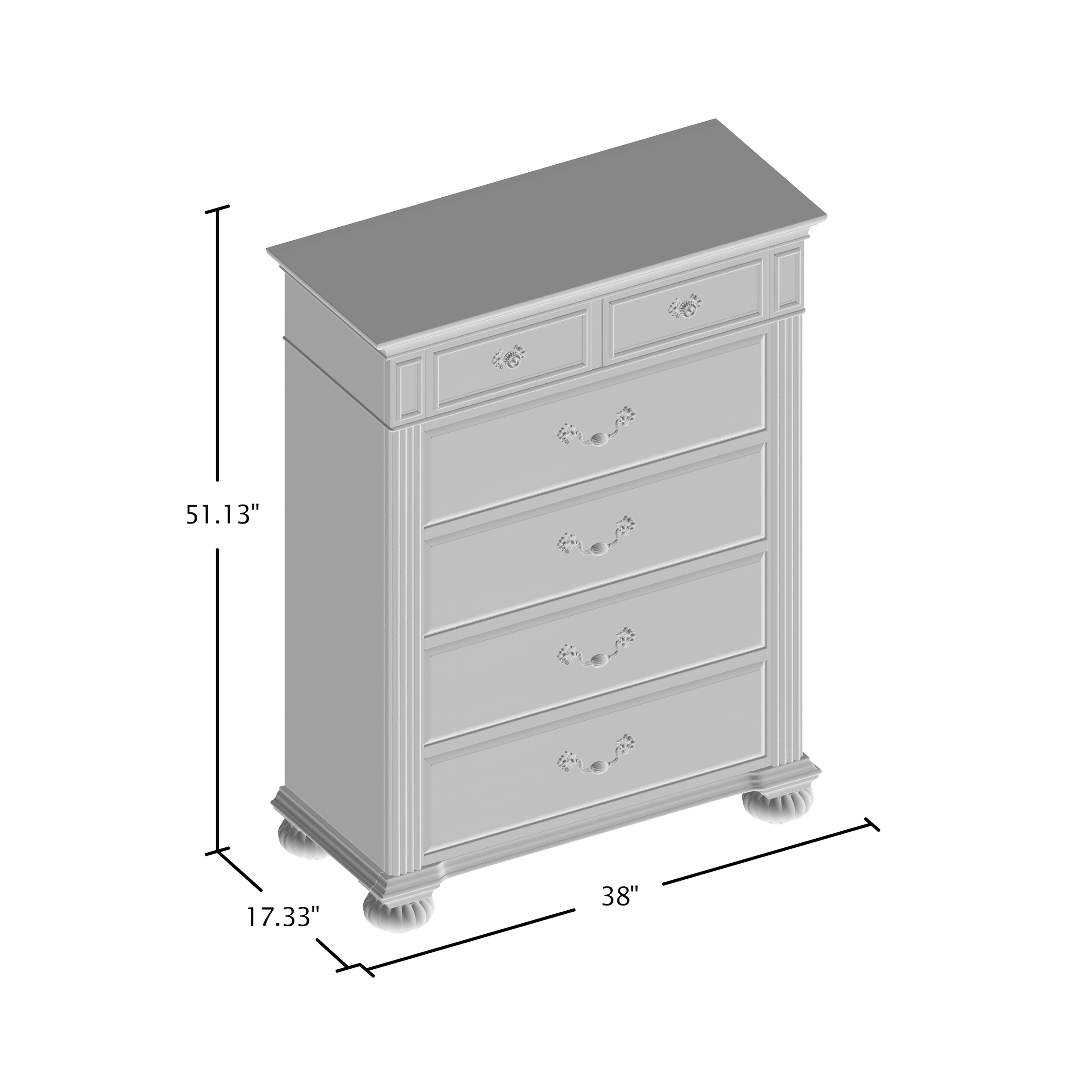 Furniture of America Vame Traditional 6-Drawer Solid Wood Chest by  Grey N/A