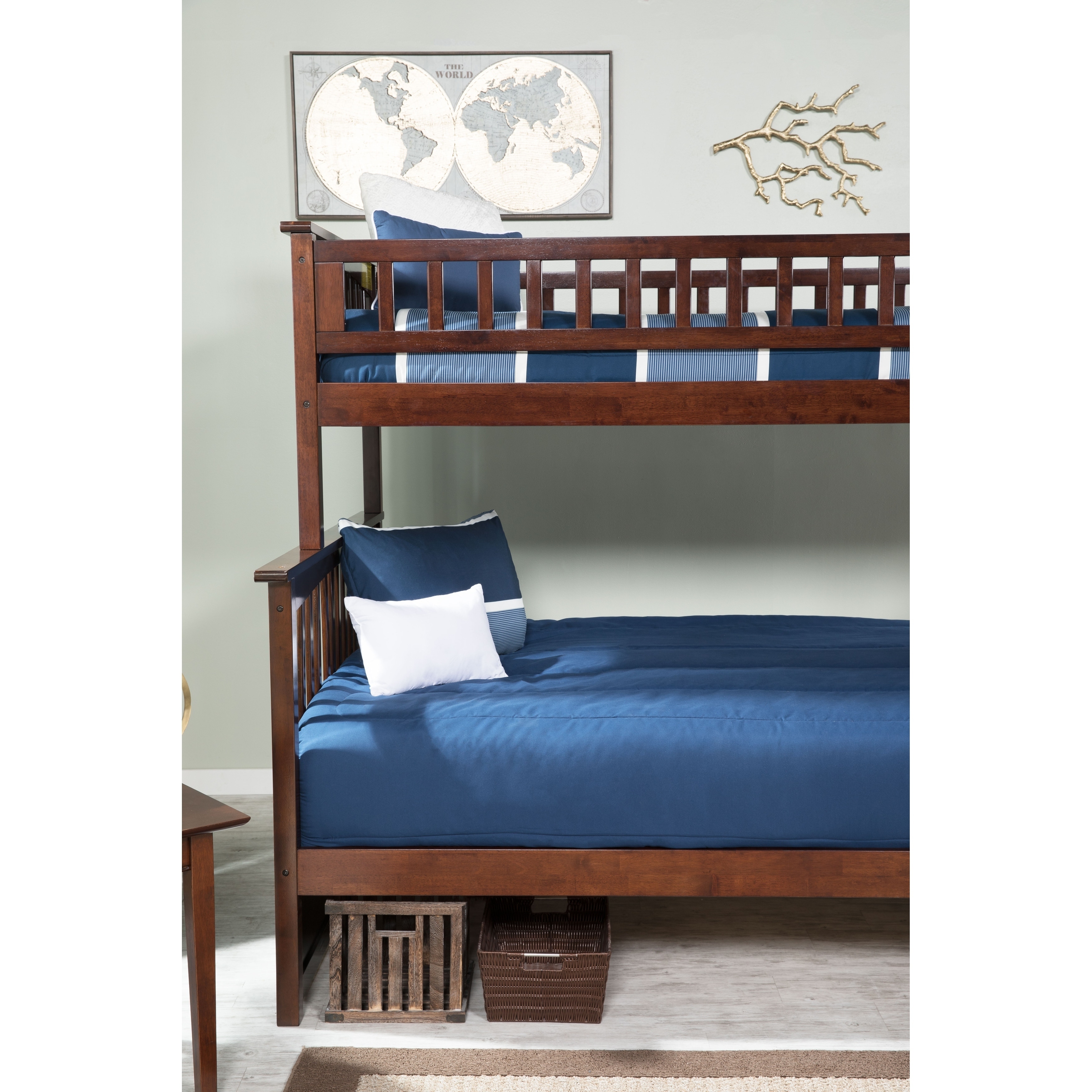 AFI Columbia Staircase Bunk Bed Twin over Full in Walnut