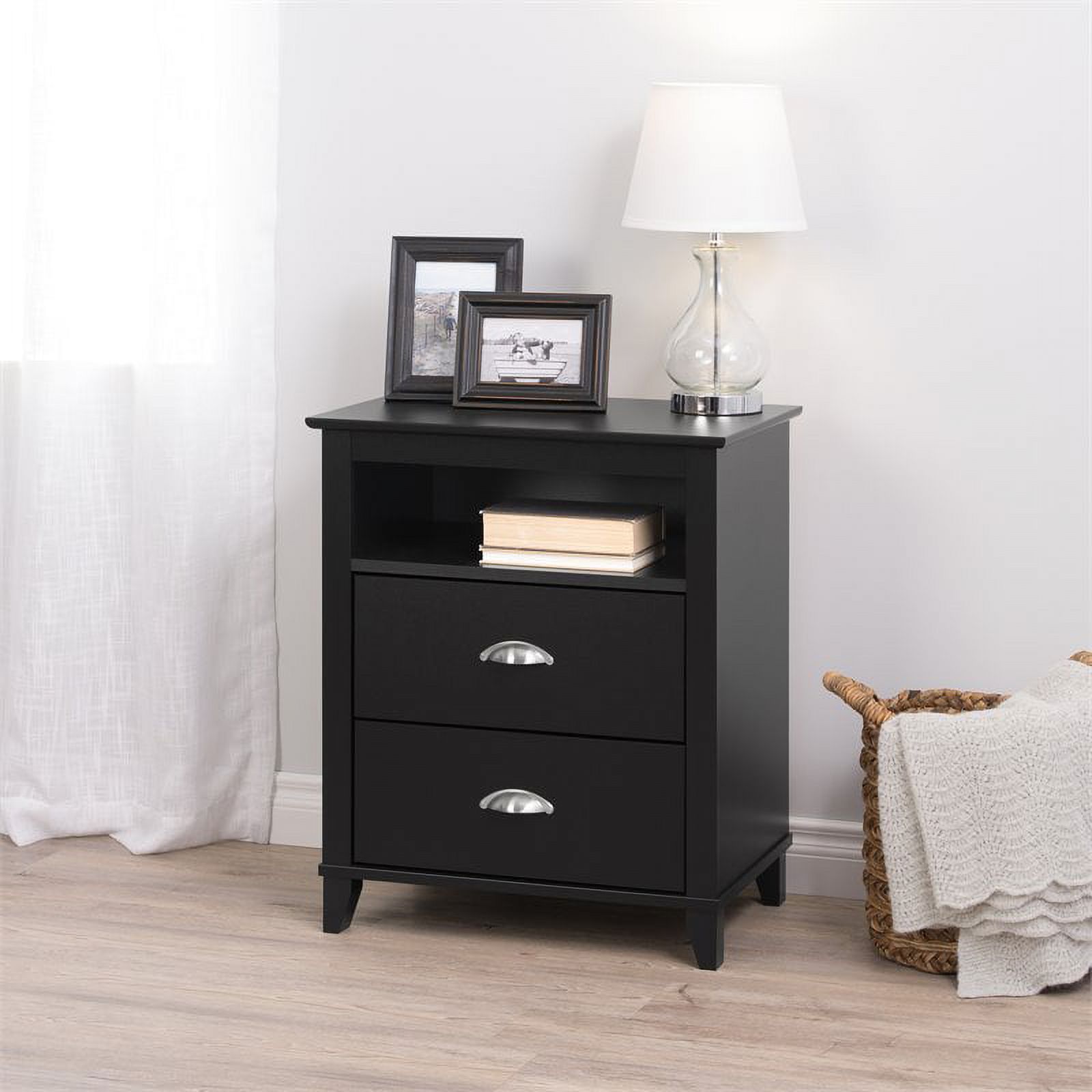 Home Square 3-Piece Set with 2 2-Drawer Nightstands & Wardrobe Armoire in Black