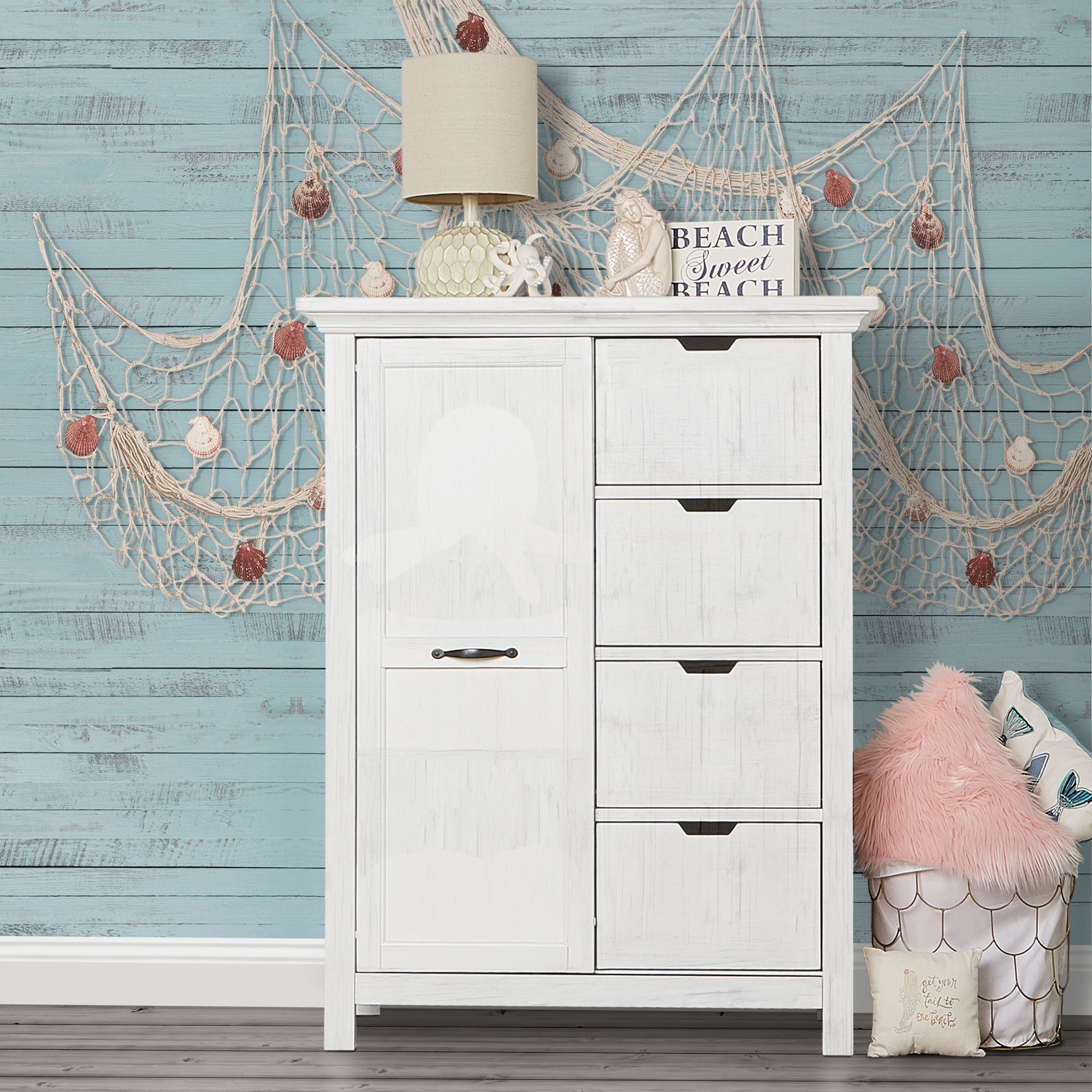 evolur Belmar Tall Chest - Weathered White