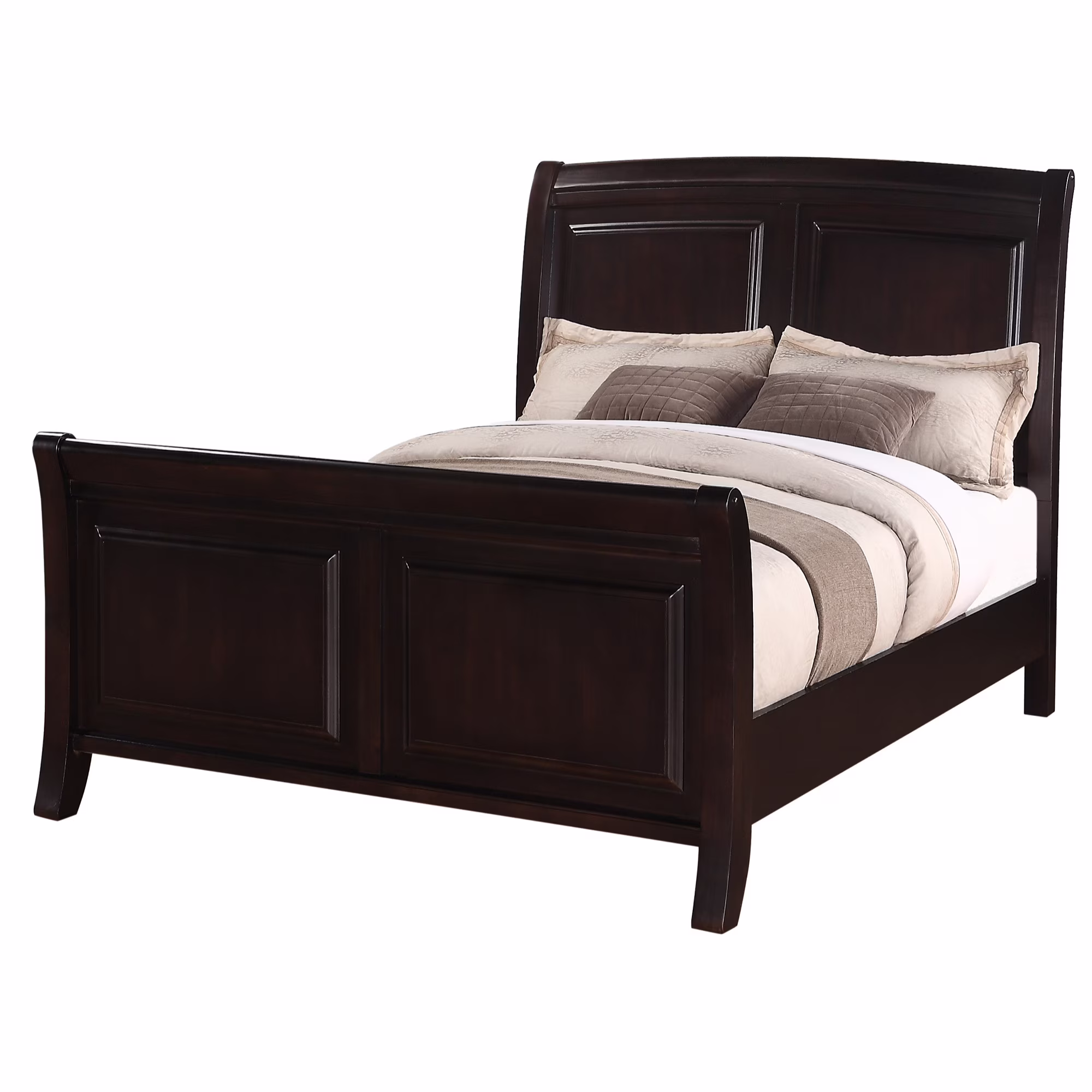 Passion Furniture  Ashford Panel Beds, Cappuccino - Queen Size