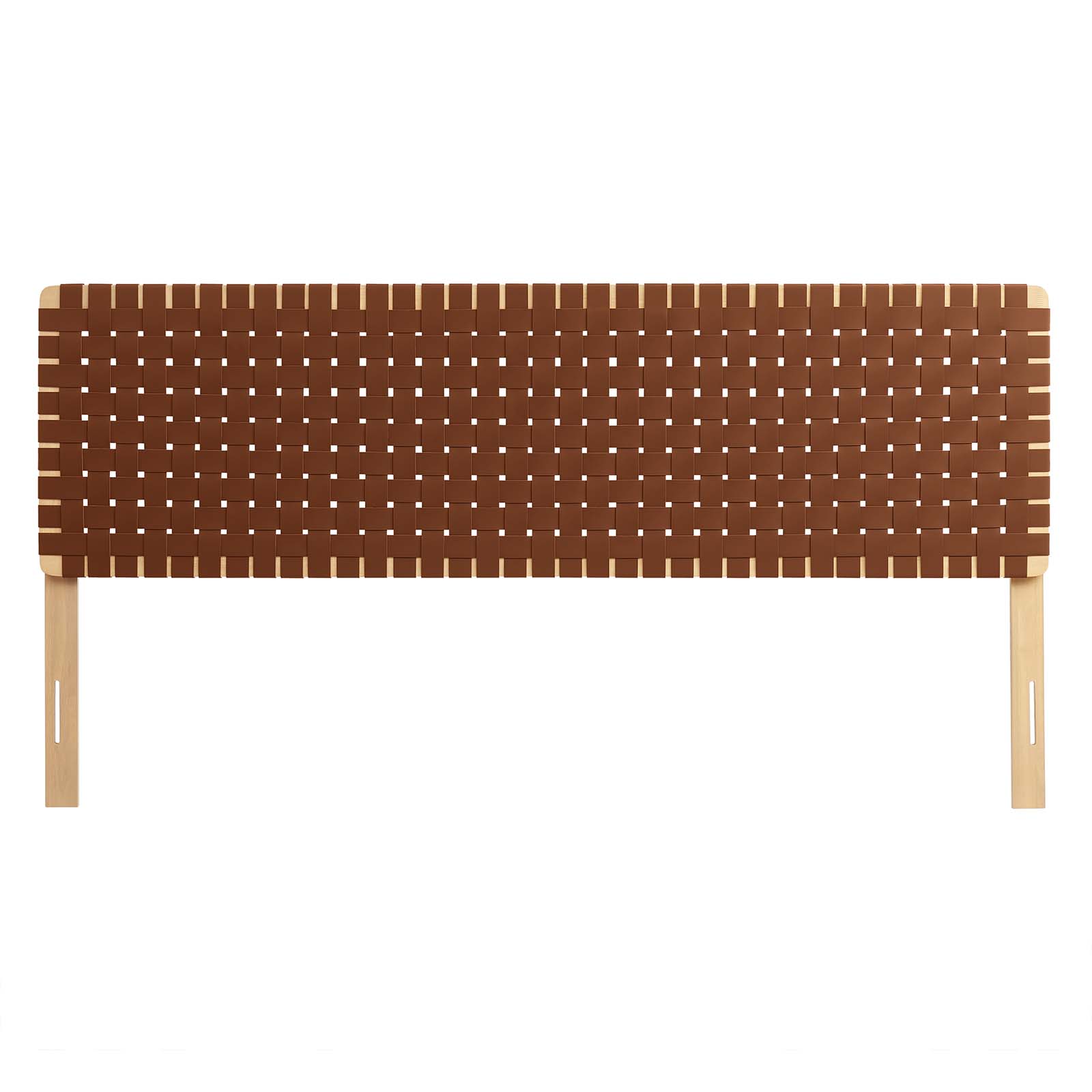 Modway Sparta Weave King Vegan Leather Headboard in Natural Brown