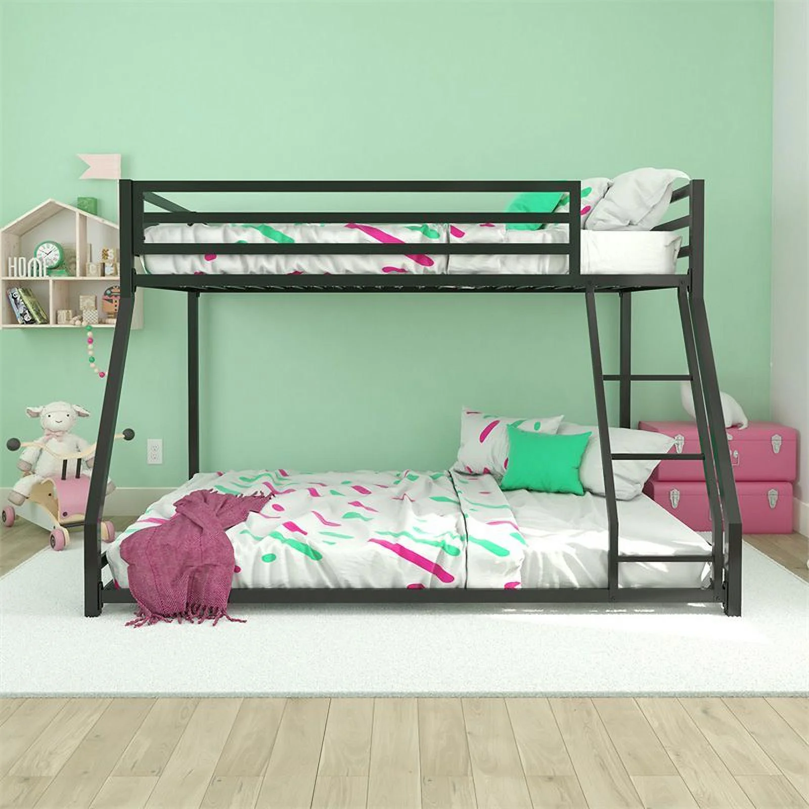 DHP Mabel Twin Over Full Metal Bunk Bed in Black