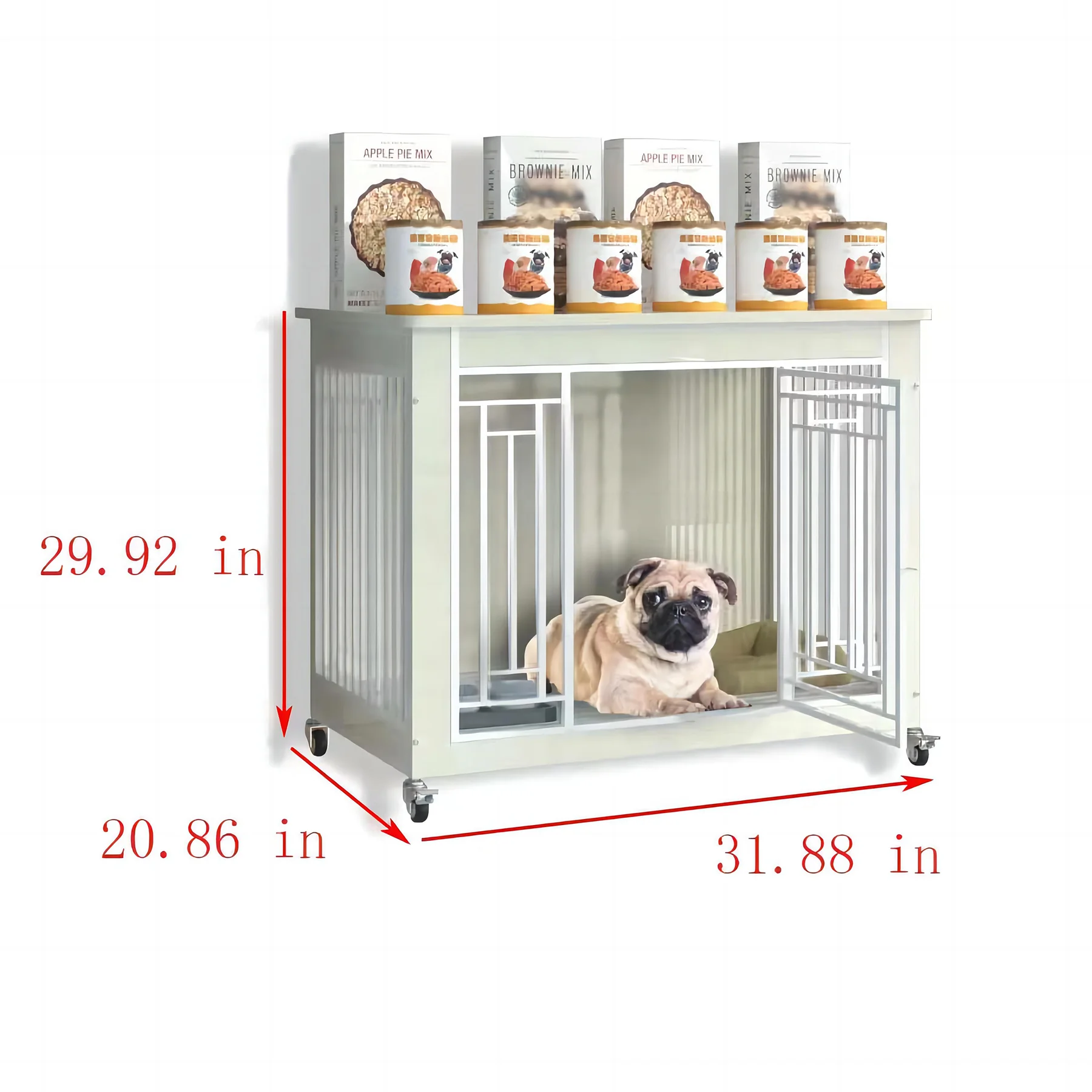 White Wooden Dog Cage Medium Dog Pet Furniture