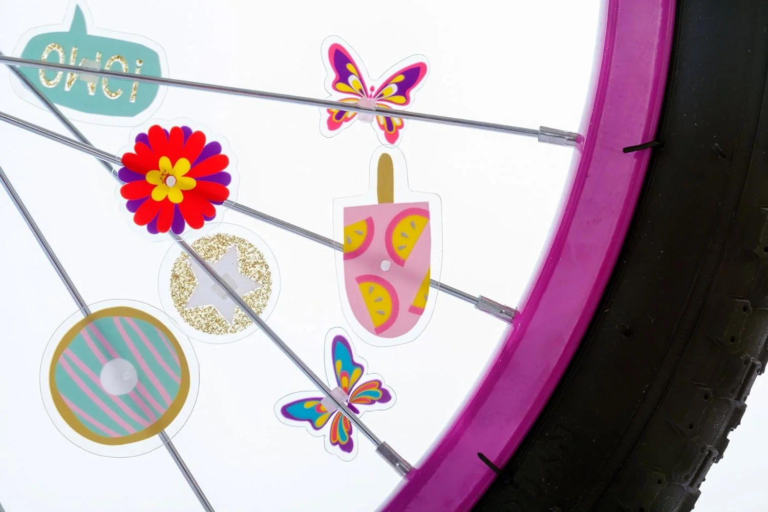 bike wheel spokes kit by wheely bikes 36 different designs | cute biking accessories for kids | colorful bicycle spokes decorations | cool cycling gear gift for girls | spoke beads attachments