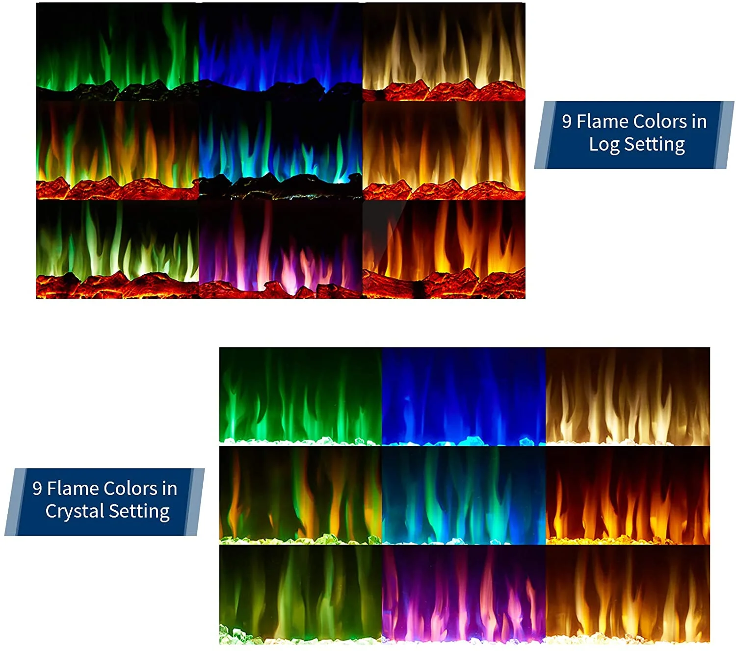 Danrelax 36'' Recessed Mounted Electric Fireplace Insert, 750/1500W