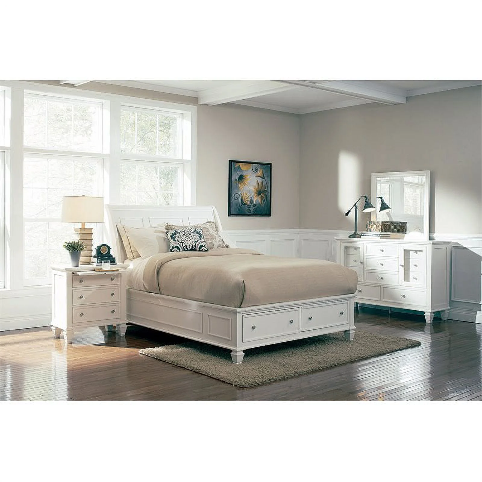 Pemberly Row 5-piece Eastern King Storage Wood Bedroom Set Buttermilk