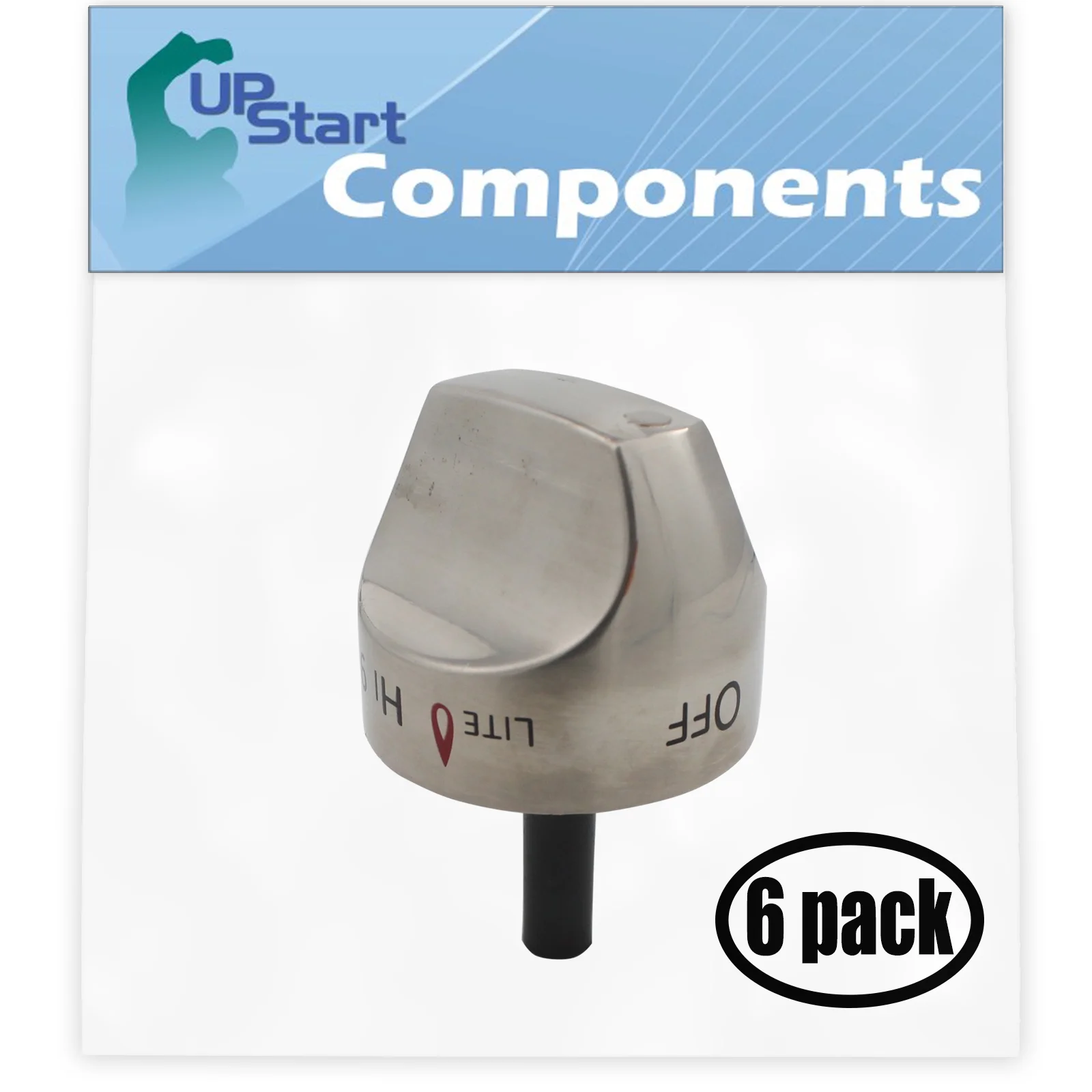 6 Pack Replacement Control Knob Assembly WB03K10265 Stainless Steel for General Electric CGS985SET2SS Range