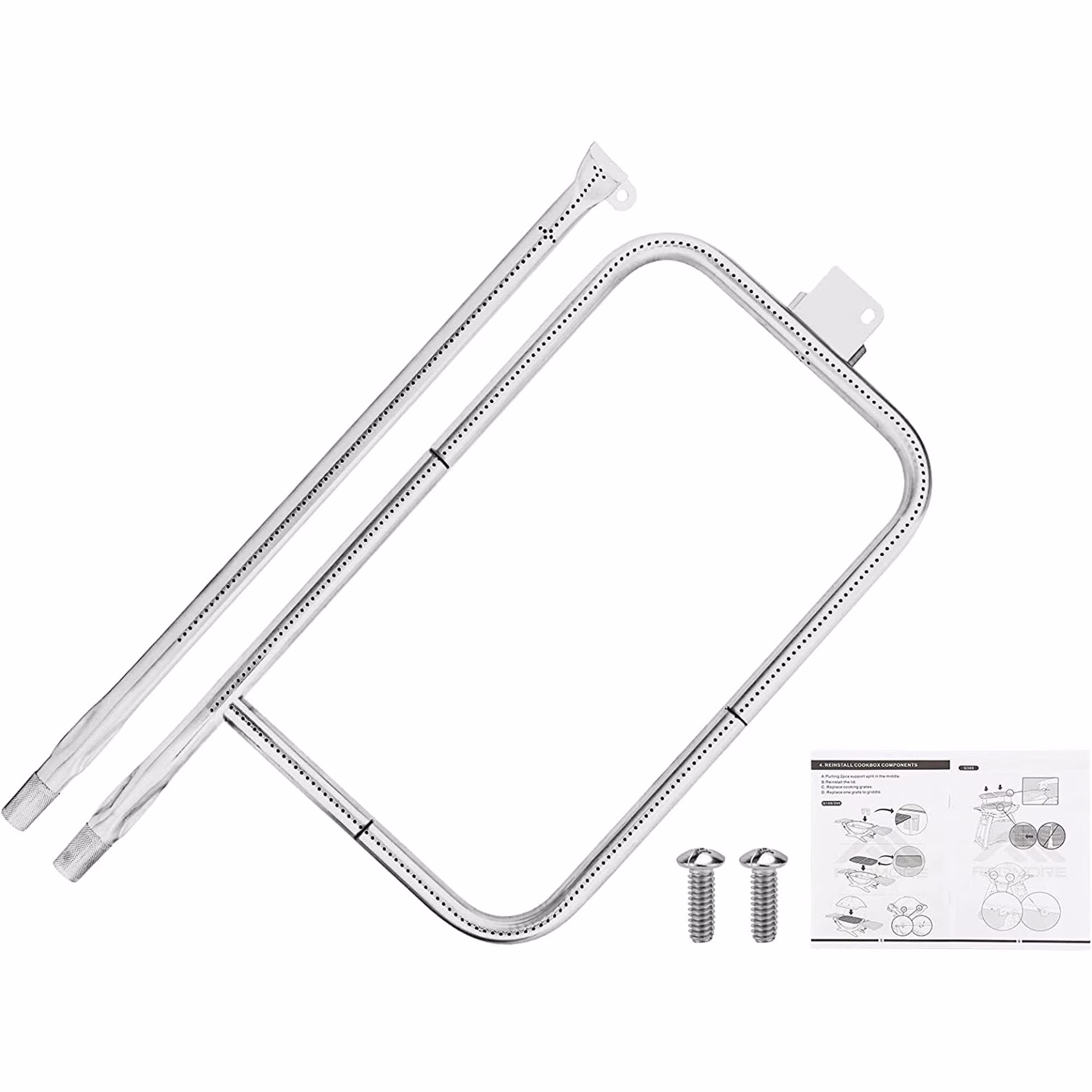 Hisencn 65032 Cooking Burner Tube Set for Weber Q300, Q320, Q3000, Q3200 Gas Grills, 304 Stainless Steel Grill Burner Kit Replacement for Weber Q Series